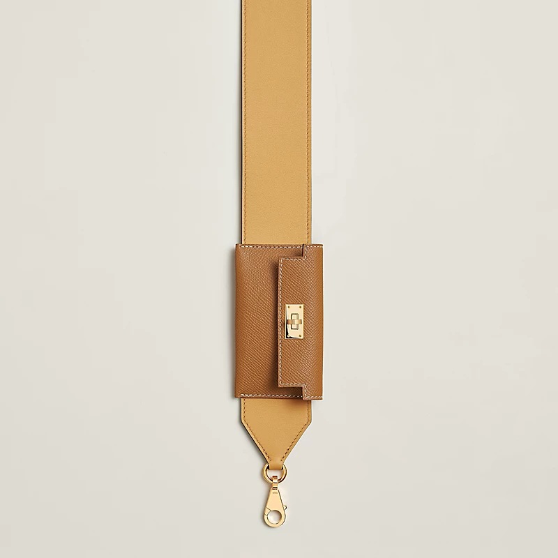 Kelly Pocket 50 mm bag strap naturel/sable/gold