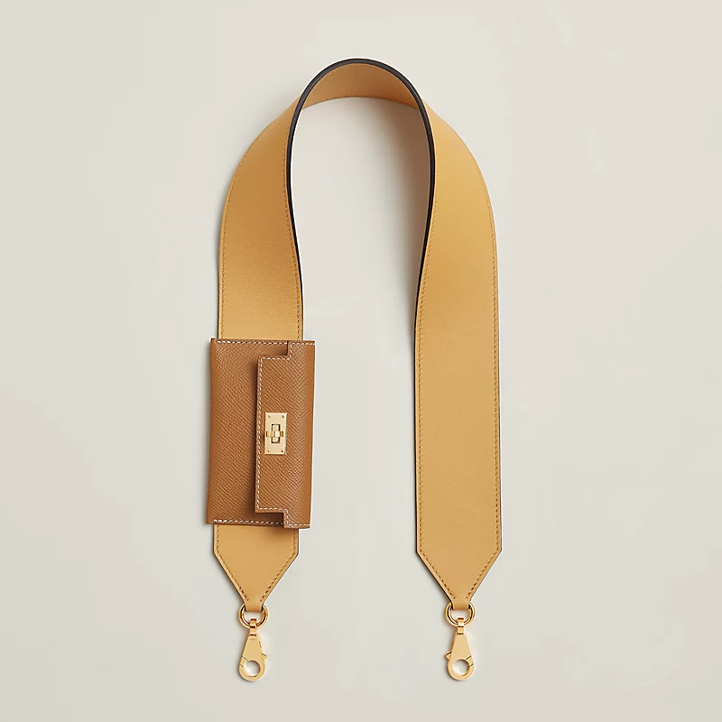 Kelly Pocket 50 mm bag strap naturel/sable/gold
