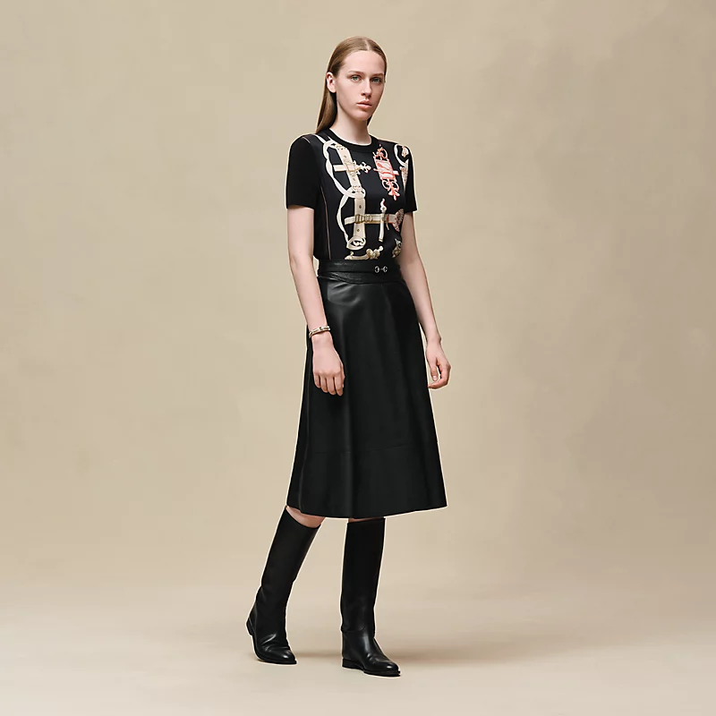 "Ferronnerie Remix" short-sleeve twillaine sweater noir