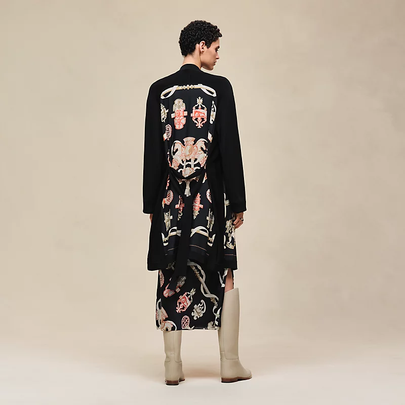 "Ferronnerie Remix" long-sleeve twillaine cardigan noir