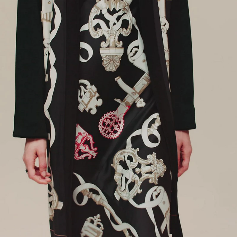 "Ferronnerie Remix" long-sleeve twillaine cardigan noir