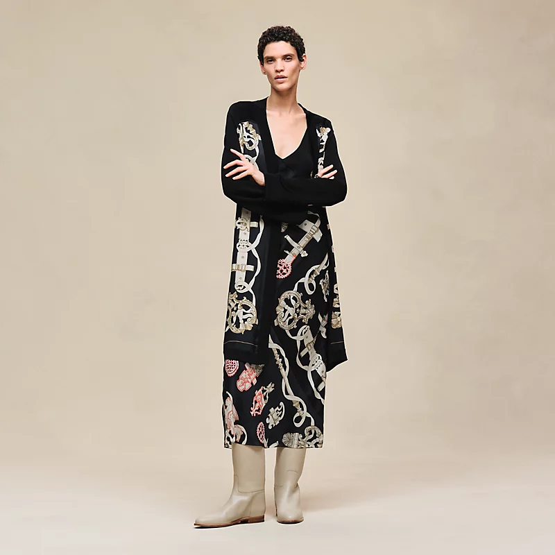 "Ferronnerie Remix" long-sleeve twillaine cardigan noir
