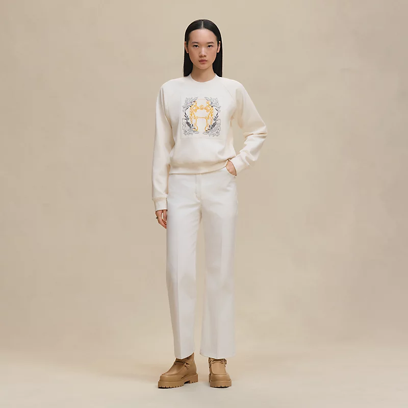 "Della Cavalleria" raglan sleeve embroidered sweatshirt blanc cassÃ©