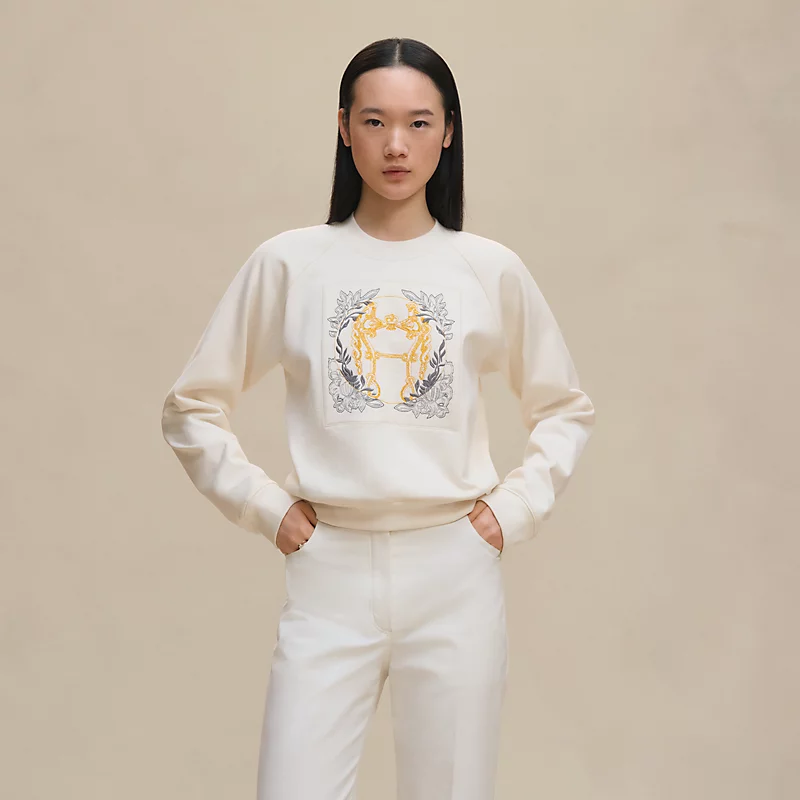 "Della Cavalleria" raglan sleeve embroidered sweatshirt blanc cassÃ©