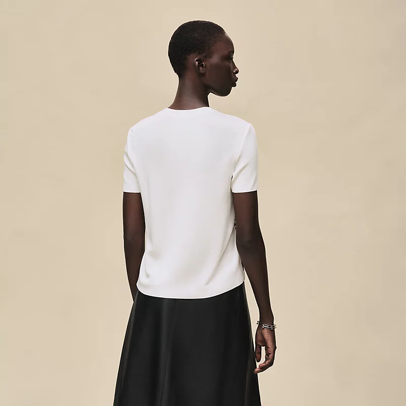 "Ferronnerie Remix" short-sleeve twillaine sweater blanc nacre 3 "Ferronnerie Remix" short-sleeve twillaine sweater blanc nacre