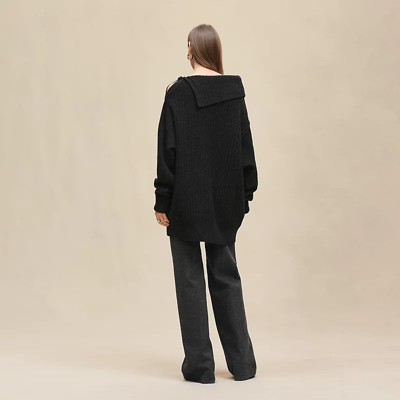 Long-sleeve tunic dress gris volcanique