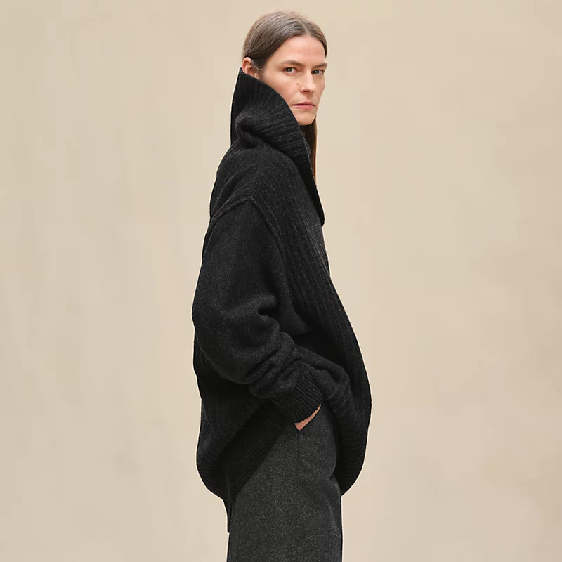 Long-sleeve tunic dress gris volcanique