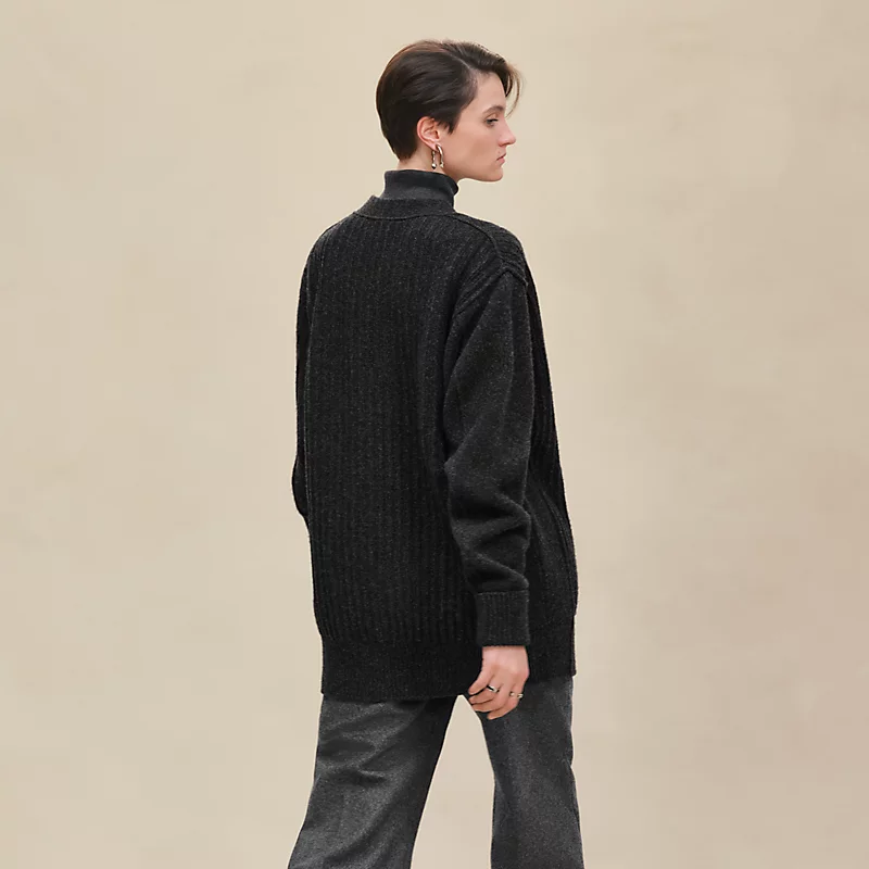 Thick long-sleeve cardigan gris volcanique 3 Thick long-sleeve cardigan gris volcanique