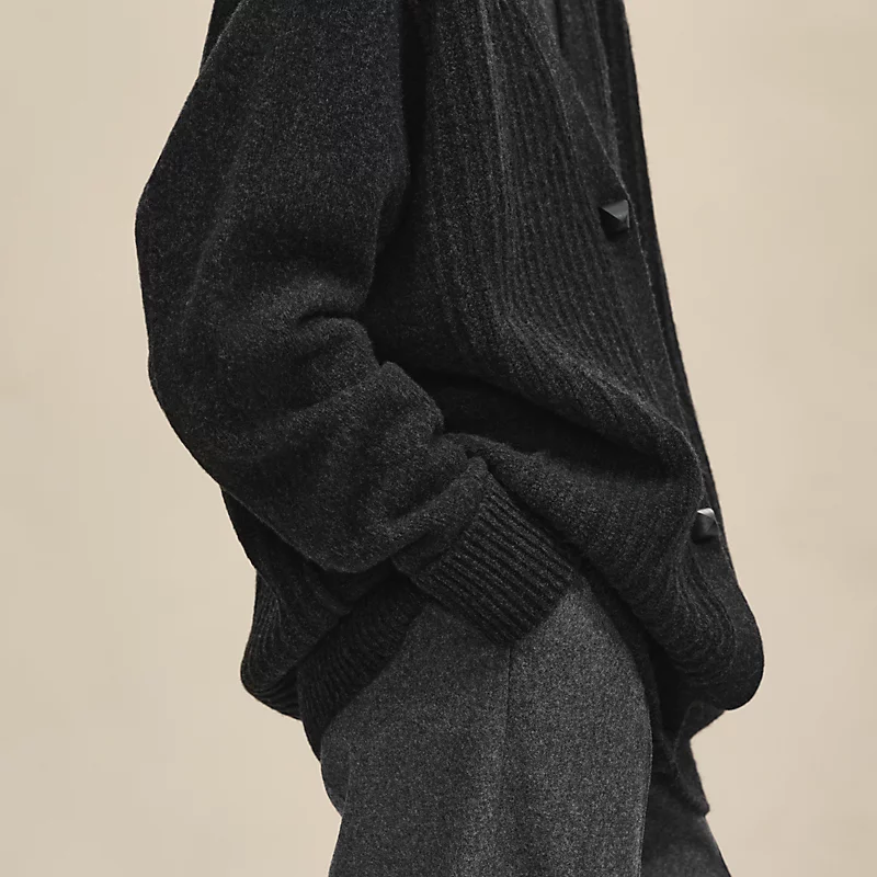 Thick long-sleeve cardigan gris volcanique 5 Thick long-sleeve cardigan gris volcanique