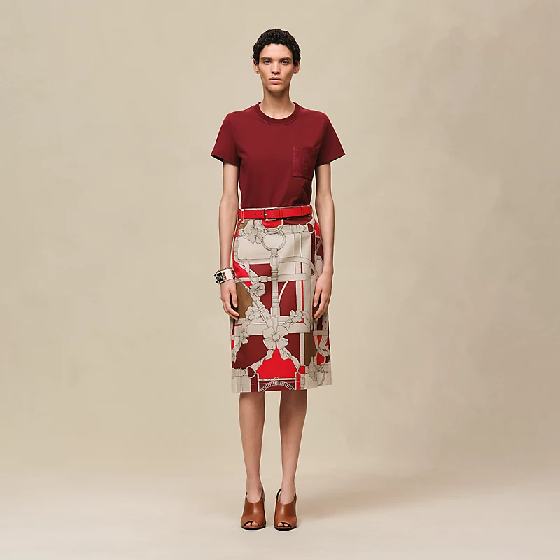 Embroidered pocket t-shirt rouge carmin