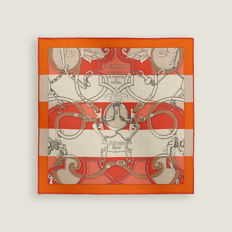 L'Instruction du Roy Bayadere scarf 45 naturel/orange/gris