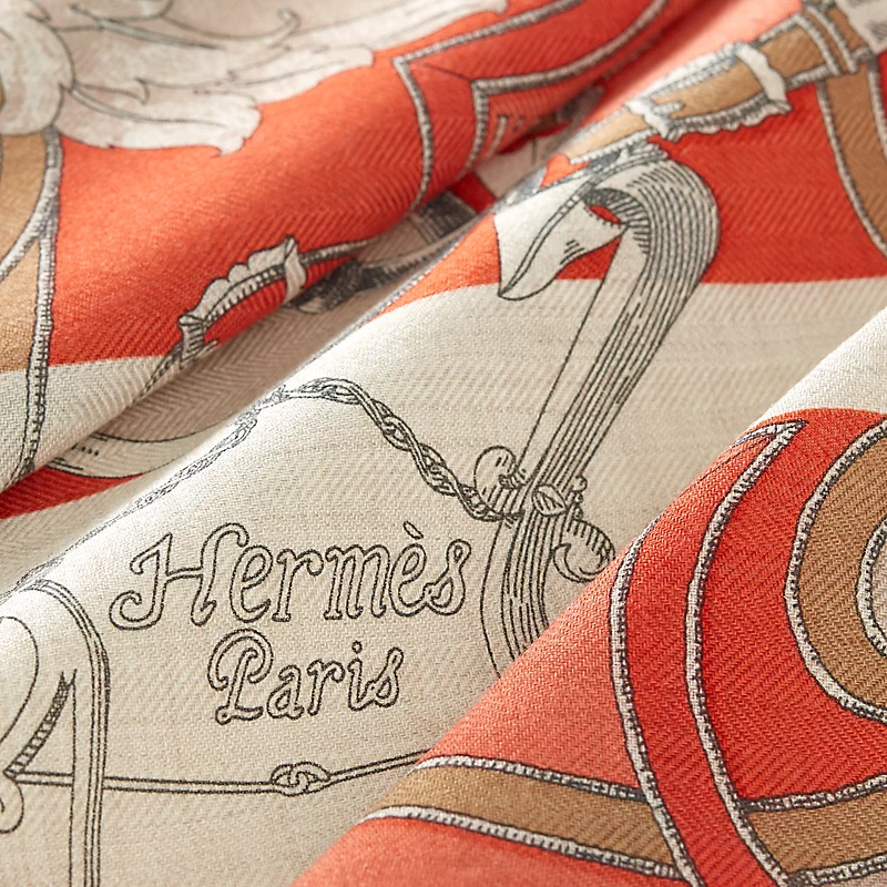 L'Instruction du Roy Bayadere scarf 45 naturel/orange/gris