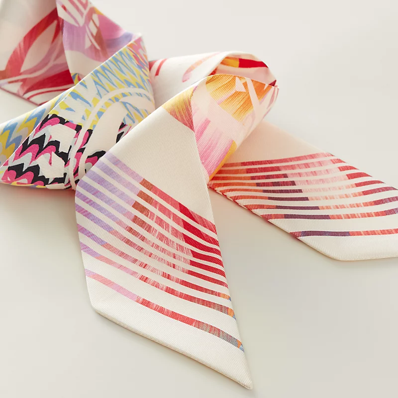 Ex-Libris Marble Silk Twilly rose/blanc/bleu