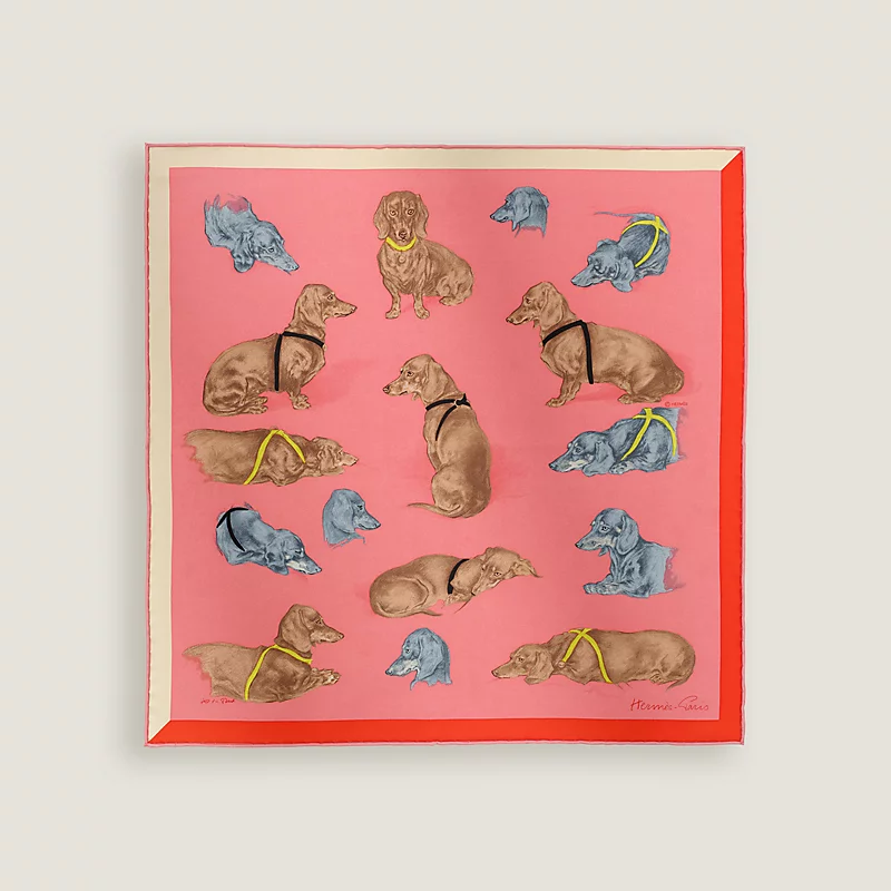 Les Bassets scarf 45 rose bonbon/vanille/vermillon