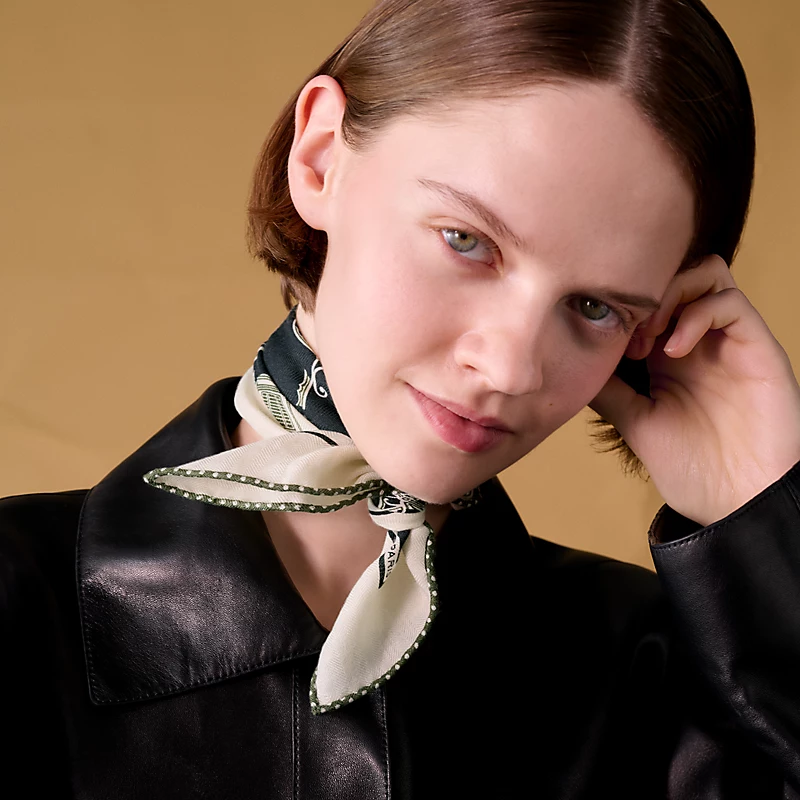 Ex-Libris scarf 45 blanc/noir/kaki