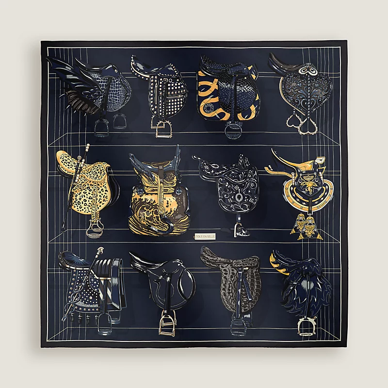 Tous en Selle scarf 90 bleu noir/marine/mordorÃ©