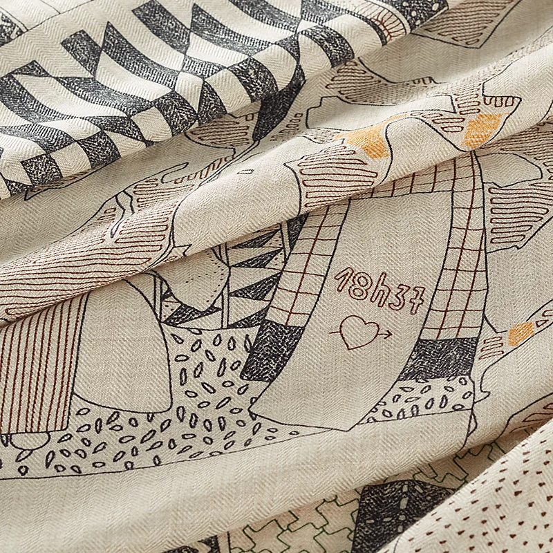 Rendez-Vous Chez HermÃ¨s shawl 140 naturel/graphite/jaune d'or