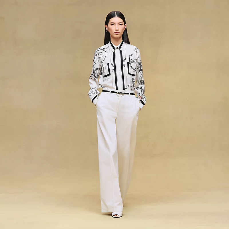 "Ex-Libris a Main Levee" classic shirt blanc nacre