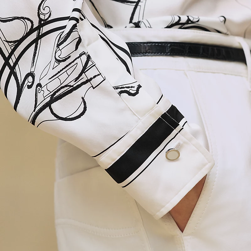 "Ex-Libris a Main Levee" classic shirt blanc nacre
