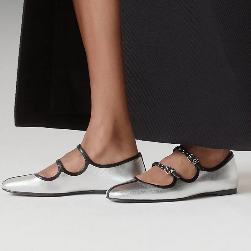 Lilia ballet flat argent/noir