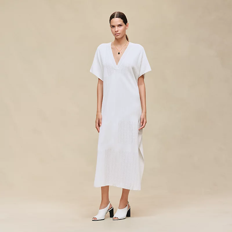 "Chaine d'Ancre" long caftan dress blanc cassÃ©