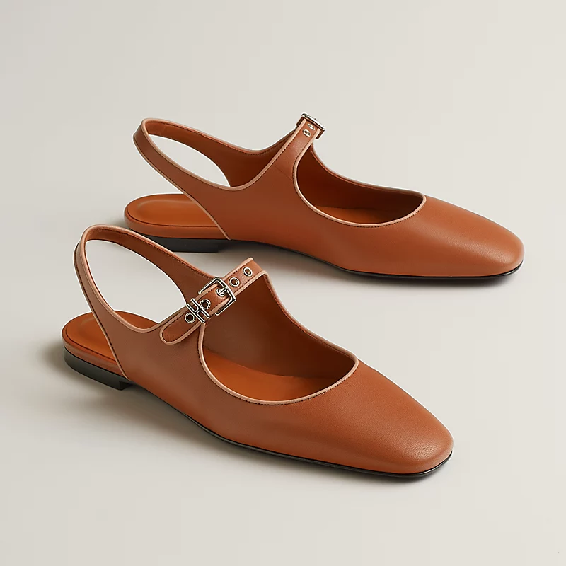 Kleo slingback marron alezan/beige perlino