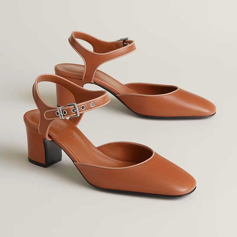 Kamilla 60 pump marron alezan/beige perlino