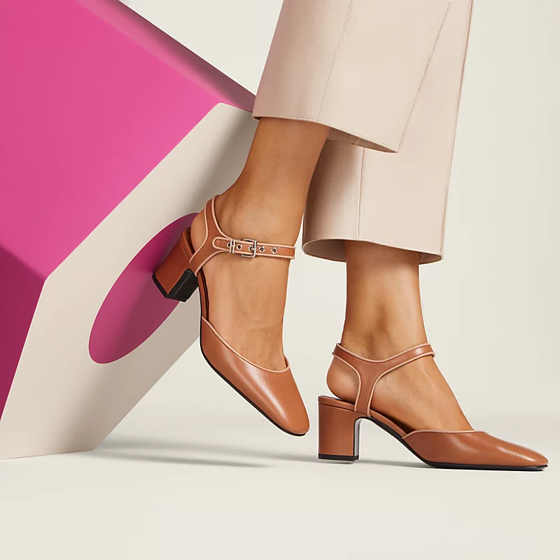 Kamilla 60 pump marron alezan/beige perlino