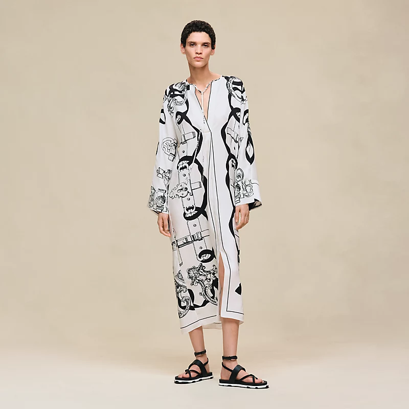 "Ferronnerie Remix" caftan blanc nacre